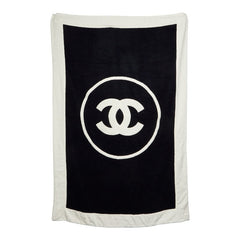 シャネル ココマーク バスタオル ビーチタオル ホワイト ブラック コットン パイル レディース CHANEL 【中古】