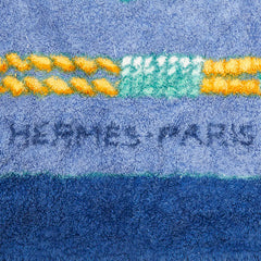 エルメス ビーチタオル バスタオル ブルー コットン パイル レディース HERMES 【中古】