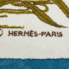 エルメス ラ メール オー カナール La Mare aux Canards ビーチタオル バスタオル ブルー ホワイト コットン パイル レディース HERMES 【中古】