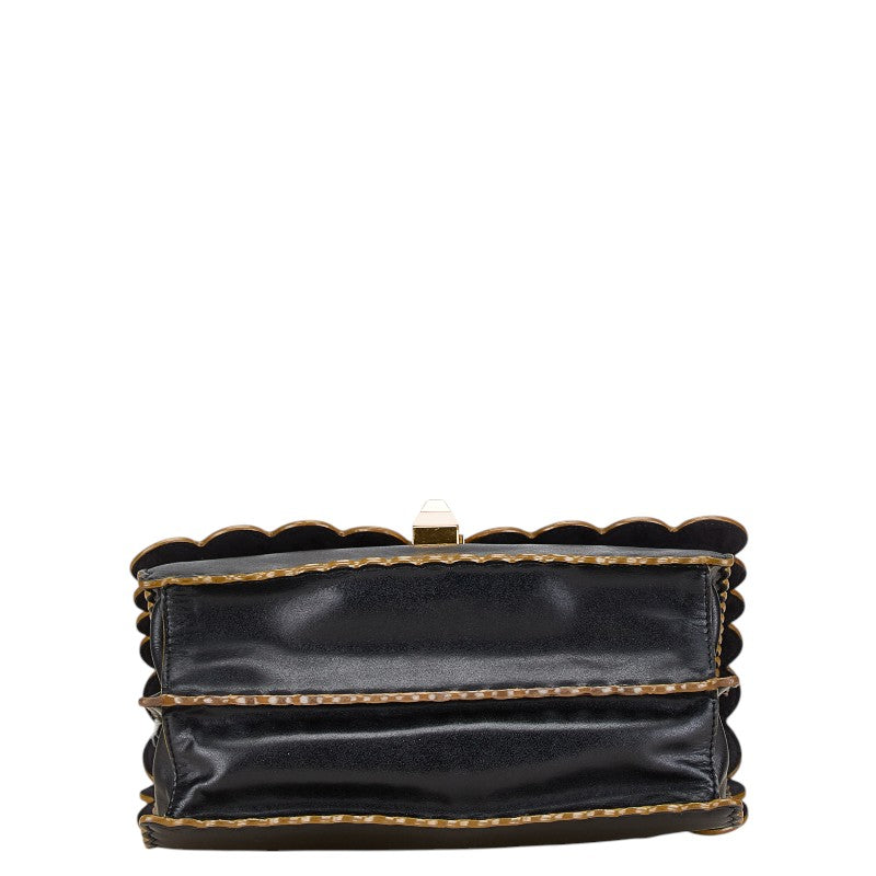 フェンディ キャナイ チェーン ショルダーバッグ ハンドバッグ 8BT283 ブラック ゴールド レザー レディース FENDI 【中古】