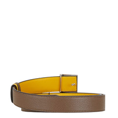 フェンディ FFロゴ リバーシブル ベルト ブラウン イエロー レザー メンズ FENDI 【中古】