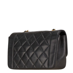 シャネル ダイアナ23 マトラッセ ココマーク ゴールド金具 チェーン ショルダーバッグ ブラック レザー レディース CHANEL 【中古】