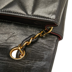 シャネル ダイアナ23 マトラッセ ココマーク ゴールド金具 チェーン ショルダーバッグ ブラック レザー レディース CHANEL 【中古】