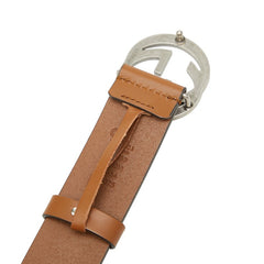 グッチ インターロッキングG ベルト 85・34 GGバックル 546389 ブラウン レザー メンズ GUCCI 【中古】