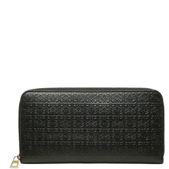ロエベ リピートアナグラム ラウンドファスナー 長財布 ブラック レザー レディース LOEWE 【中古】