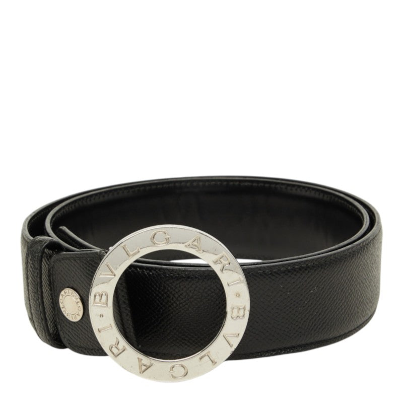 ブルガリ サークル ロゴ バックル ベルト サイズ110/44 ブラック レザー メタル メンズ BVLGARI 中古