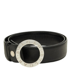 ブルガリ サークル ロゴ バックル ベルト サイズ110/44 ブラック レザー メタル メンズ BVLGARI 中古