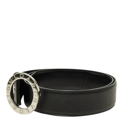 ブルガリ サークル ロゴ バックル ベルト サイズ110/44 ブラック レザー メタル メンズ BVLGARI 中古