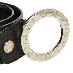 ブルガリ サークル ロゴ バックル ベルト サイズ110/44 ブラック レザー メタル メンズ BVLGARI 中古