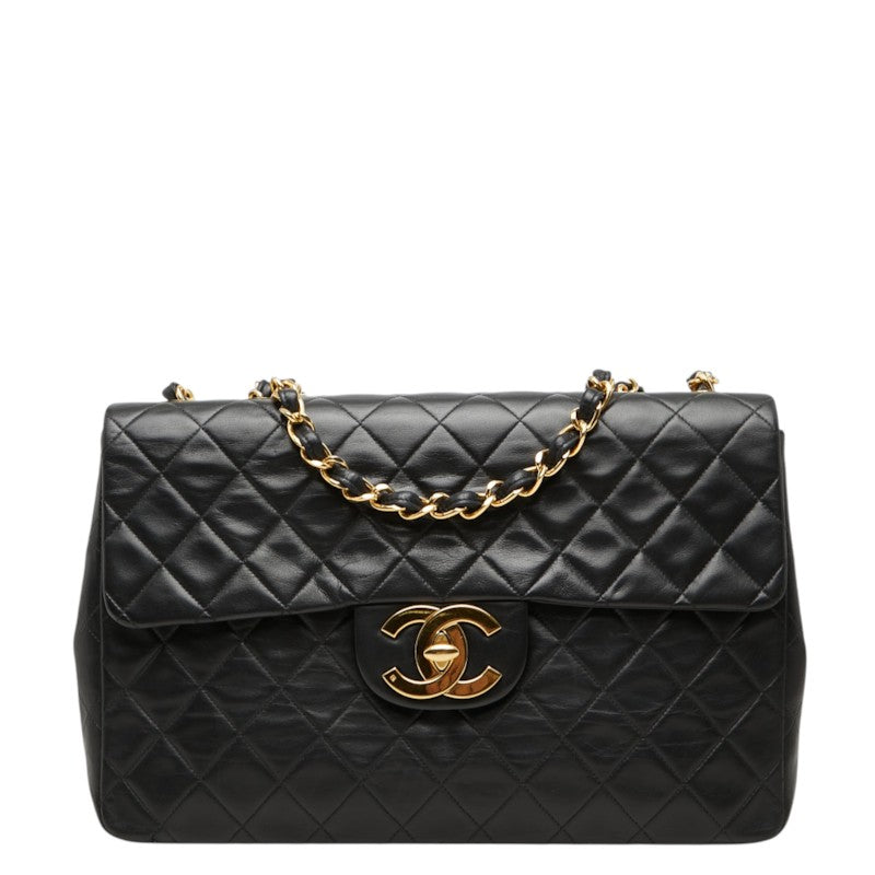 シャネル ココマーク マトラッセ チェーン ショルダーバッグ ブラック ラムスキン レディース CHANEL 中古