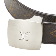 ルイ ヴィトン モノグラム サンチュール LVカット ベルト サイズ：80/32 M6888W ブラウン PVC レザー レディース LOUIS VUITTON 【中古】