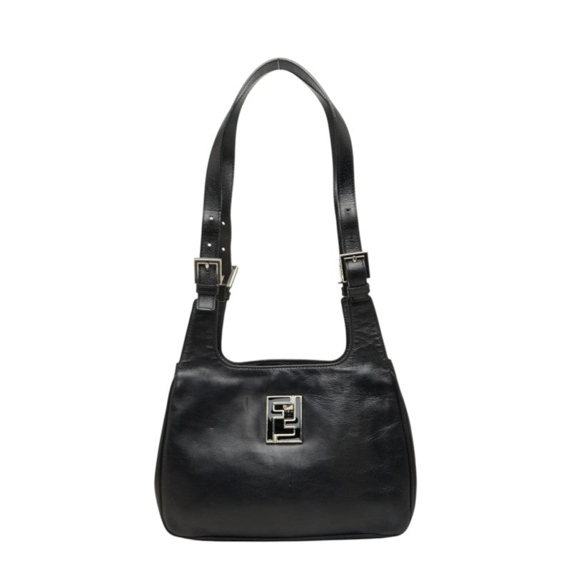 フェンディ FFロゴ ショルダーバッグ ブラック レザー レディース FENDI 中古