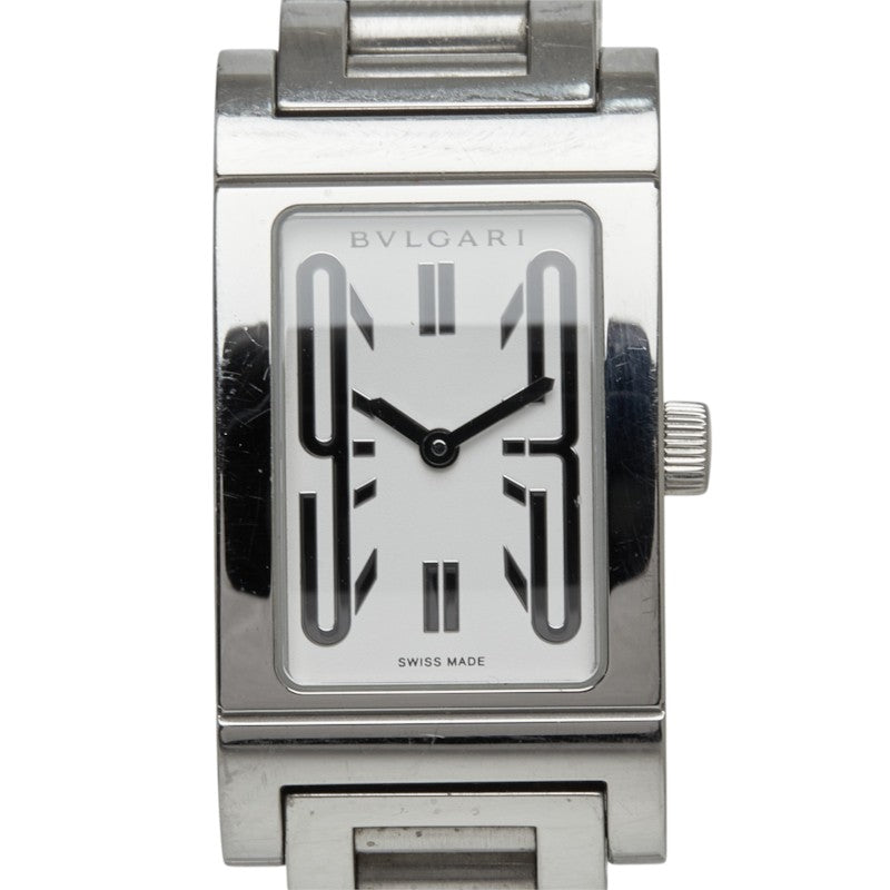 ブルガリ レッタンゴロ 腕時計 RT39S クオーツ ホワイト文字盤 ステンレススチール レディース BVLGARI 中古
