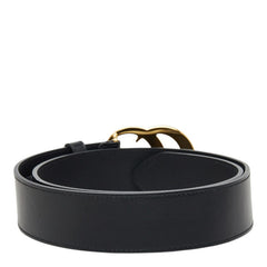 グッチ GGマーモント ダブルG シャイニーバックル ワイド ベルト ‎406831 ゴールド ブラック レザー メンズ GUCCI 中古