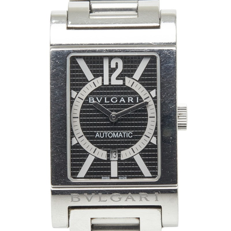 ブルガリ レッタンゴロ 腕時計 RT45S 自動巻き ブラック文字盤 ステンレススチール メンズ BVLGARI 中古
