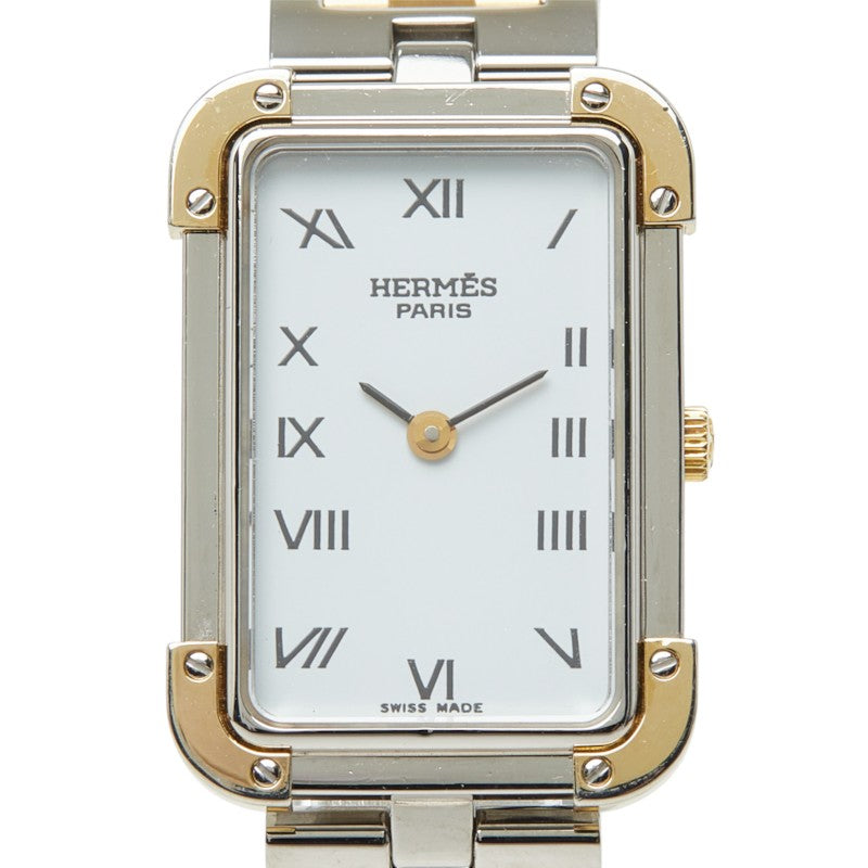 エルメス クロジュール 腕時計 CR1.240 クオーツ ホワイト文字盤 ステンレススチール レディース HERMES 中古
