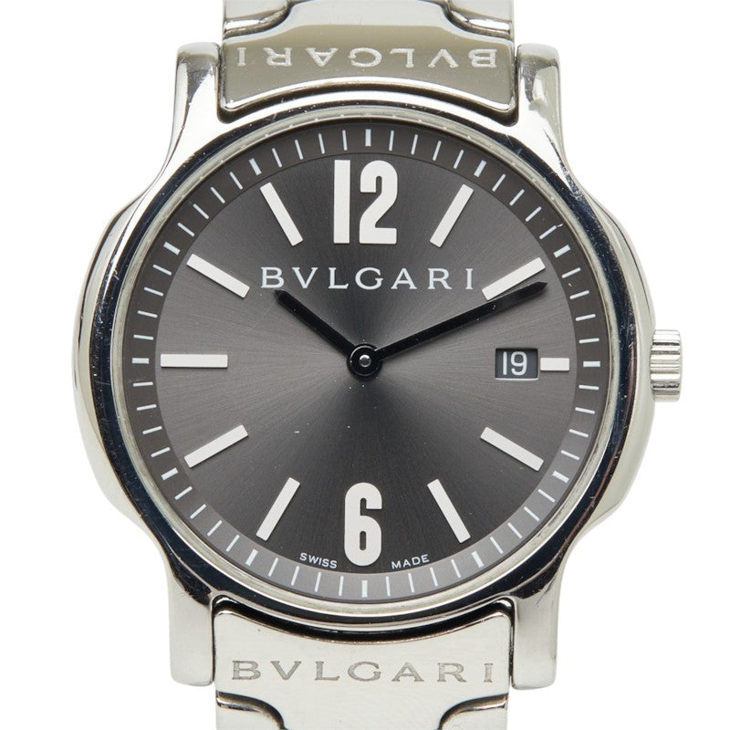 ブルガリ ソロテンポ 腕時計 ST35S クオーツ グレー文字盤 ステンレススチール メンズ BVLGARI 中古