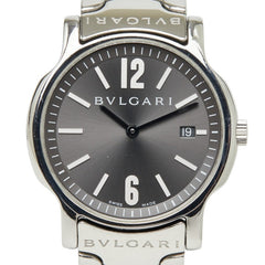 ブルガリ ソロテンポ 腕時計 ST35S クオーツ グレー文字盤 ステンレススチール メンズ BVLGARI 中古