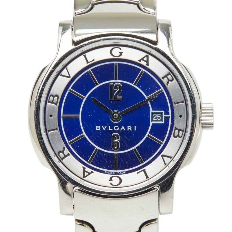 ブルガリ ソロテンポ 腕時計 ST29S クオーツ ブルー文字盤 ステンレススチール レディース BVLGARI 中古