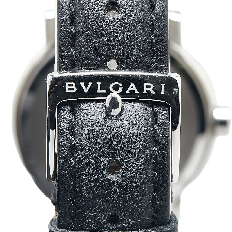 ブルガリ ソロテンポ 腕時計 ST29S クオーツ ブラック文字盤 ステンレススチール レザー レディース BVLGARI 【中古】