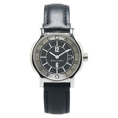 ブルガリ ソロテンポ 腕時計 ST29S クオーツ ブラック文字盤 ステンレススチール レザー レディース BVLGARI 【中古】