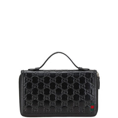 グッチ グッチシマ シェリー ラウンドジップウォレット 長財布 269888 ブラック レザー レディース GUCCI 【中古】