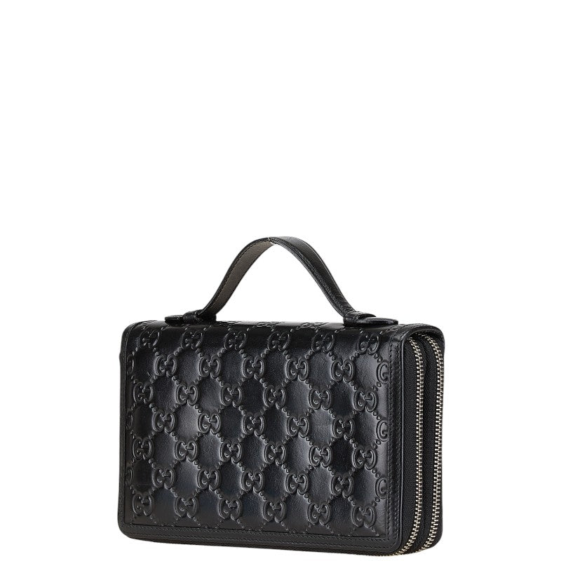 グッチ グッチシマ シェリー ラウンドジップウォレット 長財布 269888 ブラック レザー レディース GUCCI 【中古】