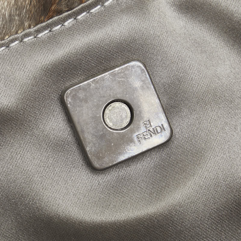 フェンディ トートバッグ ハンドバッグ ブラウン ホワイト ファー レザー レディース FENDI 【中古】