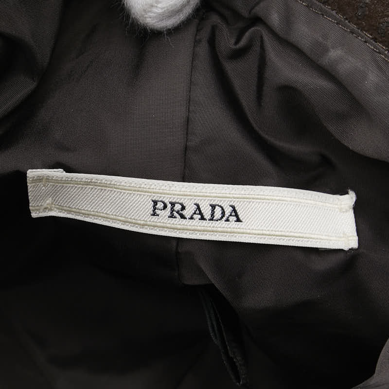 プラダ ハット サイズ：M ブラウン レザー ナイロン レディース PRADA 【中古】