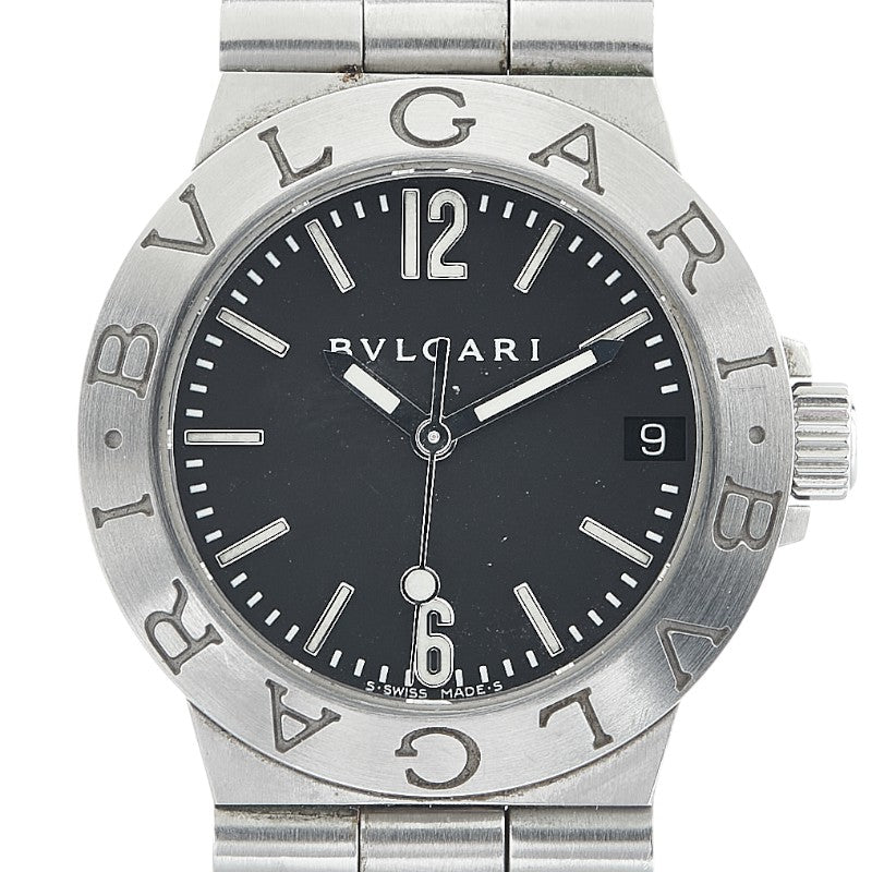 ブルガリ ディアゴノスポーツ 腕時計 LCV29S クオーツ ブラック文字盤 ステンレススチール レディース BVLGARI 【中古】
