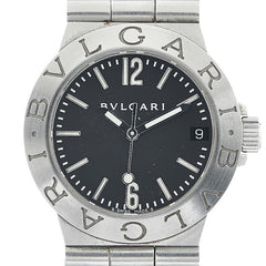 ブルガリ ディアゴノスポーツ 腕時計 LCV29S クオーツ ブラック文字盤 ステンレススチール レディース BVLGARI 【中古】