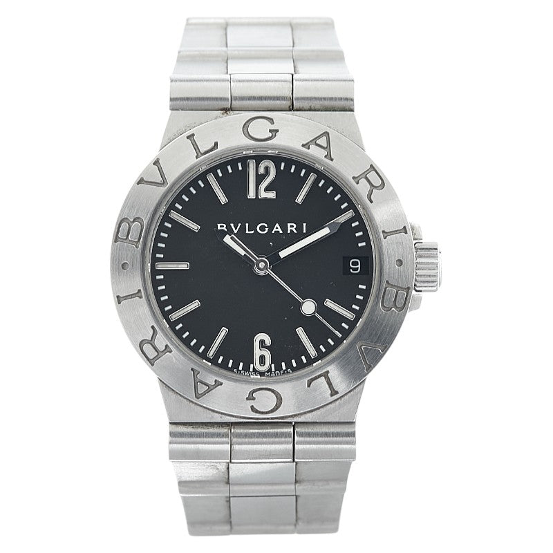ブルガリ ディアゴノスポーツ 腕時計 LCV29S クオーツ ブラック文字盤 ステンレススチール レディース BVLGARI 【中古】