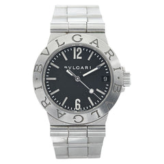 ブルガリ ディアゴノスポーツ 腕時計 LCV29S クオーツ ブラック文字盤 ステンレススチール レディース BVLGARI 【中古】