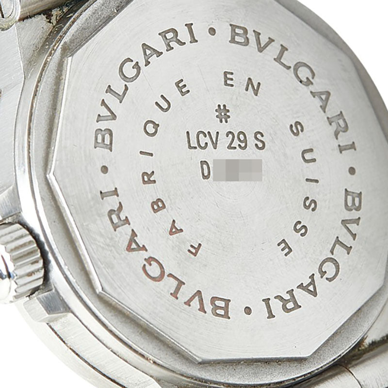 ブルガリ ディアゴノスポーツ 腕時計 LCV29S クオーツ ブラック文字盤 ステンレススチール レディース BVLGARI 【中古】