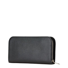 サンローラン ロゴ ラウンドファスナー長財布 ブラック レザー レディース SAINT LAURENT 【中古】