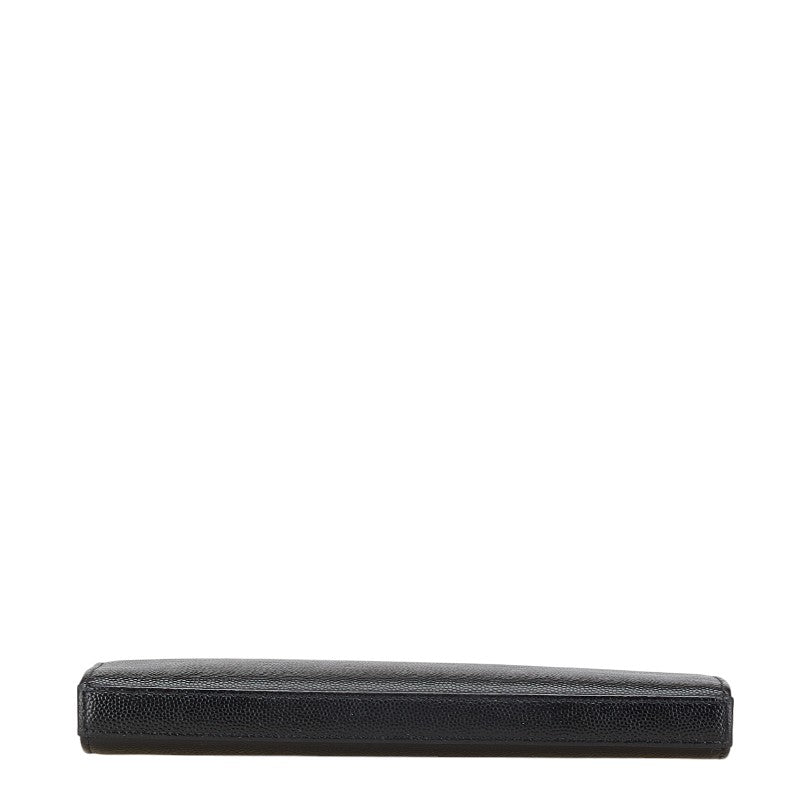 サンローラン ロゴ ラウンドファスナー長財布 ブラック レザー レディース SAINT LAURENT 【中古】