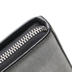 サンローラン ロゴ ラウンドファスナー長財布 ブラック レザー レディース SAINT LAURENT 【中古】