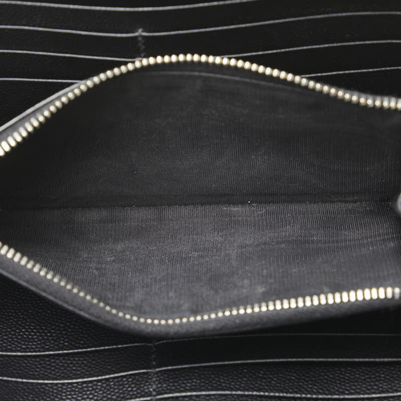 サンローラン ロゴ ラウンドファスナー長財布 ブラック レザー レディース SAINT LAURENT 【中古】