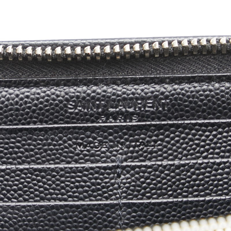 サンローラン ロゴ ラウンドファスナー長財布 ブラック レザー レディース SAINT LAURENT 【中古】