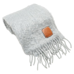 ロエベ アナグラムロゴ マフラー グレー ウール モヘヤ レディース LOEWE 【中古】