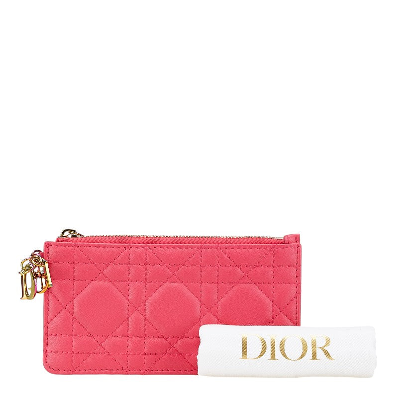 ディオール カナージュ カードケース ピンク レザー レディース Dior 【中古】