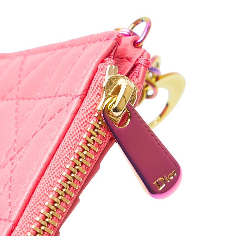 ディオール カナージュ カードケース ピンク レザー レディース Dior 【中古】
