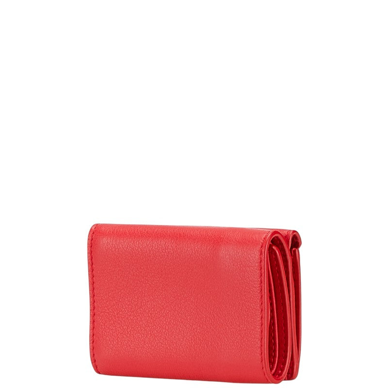 バレンシアガ ペーパー ミニウォレット 三つ折り財布 391446 レッド レザー レディース BALENCIAGA 【中古】