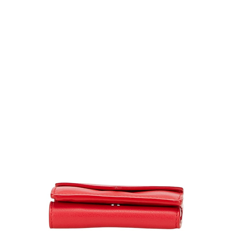 バレンシアガ ペーパー ミニウォレット 三つ折り財布 391446 レッド レザー レディース BALENCIAGA 【中古】