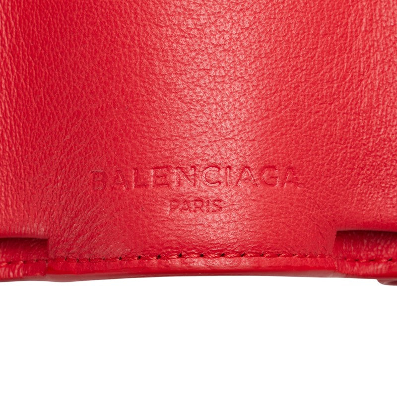 バレンシアガ ペーパー ミニウォレット 三つ折り財布 391446 レッド レザー レディース BALENCIAGA 【中古】
