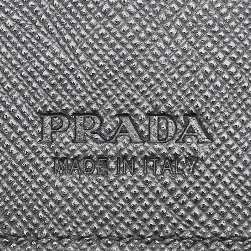 プラダ ロゴ サフィアーノ キーケース ブラック レザー レディース PRADA 【中古】