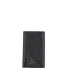 プラダ ロゴ サフィアーノ キーケース ブラック レザー レディース PRADA 【中古】