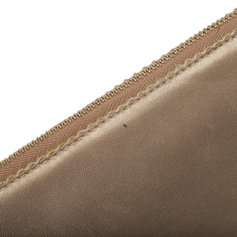 ロエベ アナグラム ミニタッセル ゴールド金具 長財布 シャンパンゴールド レザー レディース LOEWE 【中古】