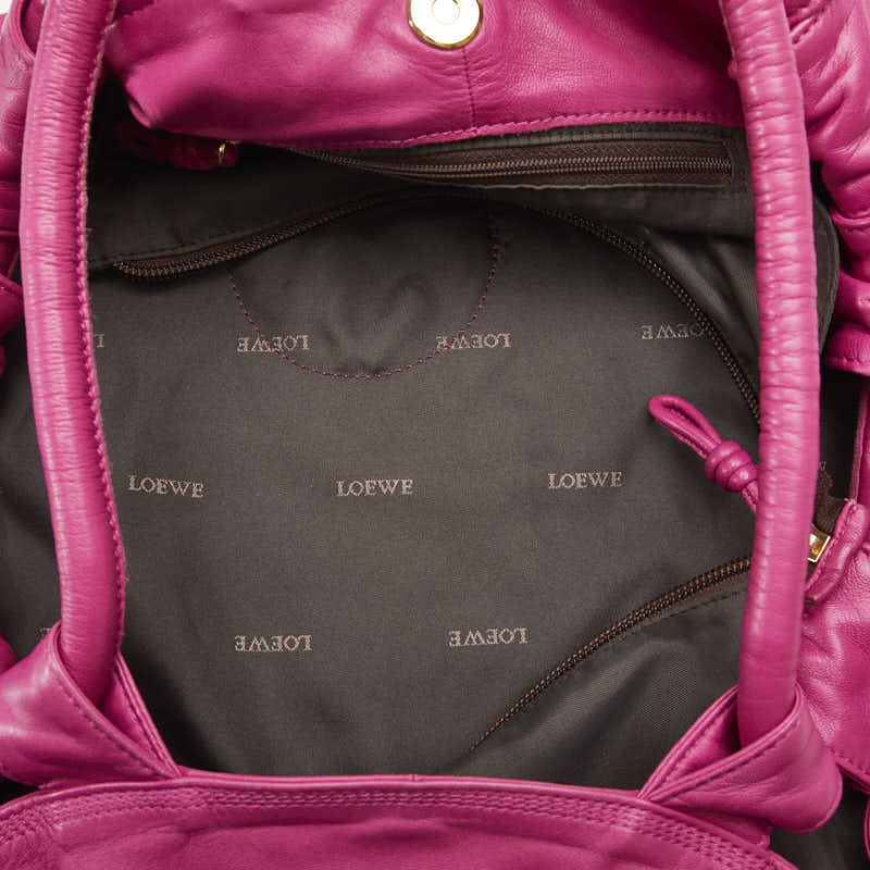 ロエベ アナグラム ナッパアイレ ハンドバッグ 011012 ピンク レザー レディース LOEWE 【中古】