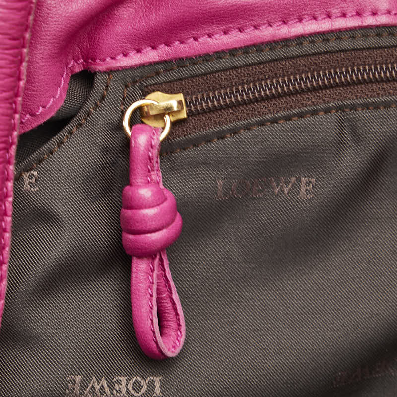 ロエベ アナグラム ナッパアイレ ハンドバッグ 011012 ピンク レザー レディース LOEWE 【中古】